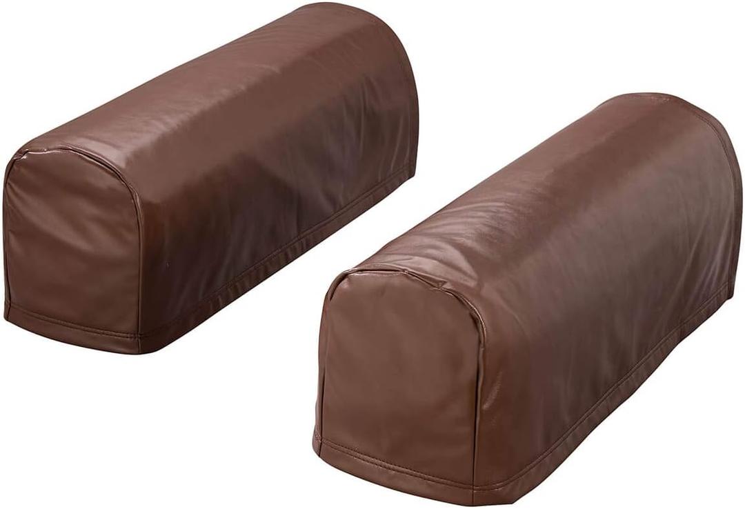 Faux Leather Arm Rest Covers, Set of 2 (Brown)