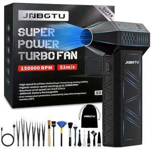 16-in-1 Compressed Air Duster -150000RPM Electric Air Duster - Cordless Rechargeable High-Speed Air Blower-3 Gear Adjustable Jet Dry Blower for Keyboard, PC, Car, Air Bed and Home Cleaning (X3PRO)