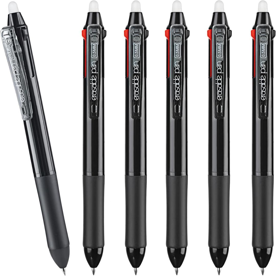 Aozora Erasable Pens Multicolor Fine Point 0.5mm 3color Click Pen in One Retractable Multi Color Erasable Gel Pens for Completing Sudoku and Crossword Puzzles 6 Pack
