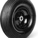13 Inch 1 PC Rubber Pneumatic Replacement Tires and Wheels 4.00-6 with 5/8'' Axle Bore Hole, Inflated Air Wheel for Wheelbarrow/Wagon/Hand Truck/Trolley/Garden Scooter etc. (13x400-6Air-ribbed-1pack)