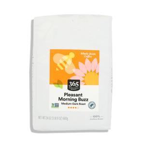 365 by Whole Foods Market, Pleasant Morning Buzz Whole Bean Coffee, Medium-Dark Roast, 24 Ounce (EXP 11/30/25)