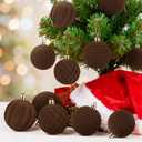 30pcs Velvet Christmas Ornaments Balls, 2.36 Inch Flocked Brown Shatterproof Baubles with Hanging Strings, Elegant Velvet Ball Ornaments for Xmas Tree, Holiday Party & Home Dcor (Brown)