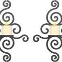 OYEFLY 2 Pcs Metal Wall Candle Sconces,Black Elegant Swirling Wall Decorations (Black)