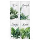 GOOZHO Tropical Botanical Bathroom Hand Towels, Green Plant Live Laugh Love Hope Decorative Hand Towels for Bathroom Washroom Gym Spa Yoga Room Decor, 16x24 Inches Set of 4