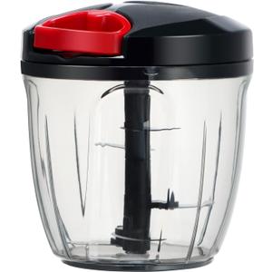 Ourokhome Manual Food Processor Vegetable Chopper, Portable Hand Pull String Garlic Mincer Onion Cutter for Veggies, Ginger, Fruits, Nuts, Herbs, etc., 900ml, Black