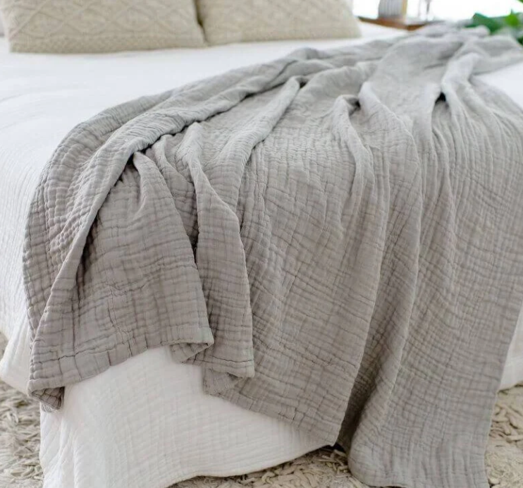 Muslin Comfort  Ultra Lightweight 6 Layer Muslin Cotton Blanket, Cal King, Size 120x120"