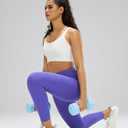 MCEDAR Compression Leggings No Front Seam for Women 25" with Pocket High Waisted Tummy Control Yoga Pants Periwinkle Purple-CS