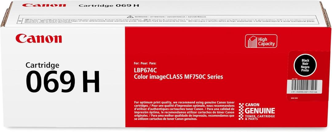 Canon Genuine 069 Black Toner Cartridge High Capacity Compatible with MF753Cdw, MF751Cdw, LBP674Cdw