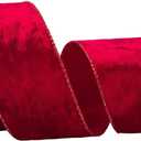 QIANF Red Velvet Wired Edge Ribbon, 2.5 Inch x 10 Yards Crushed Velvet Christmas Ribbon for Christmas Tree Decoration Gift Wrapping Garland Wreaths Bows Making