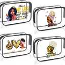 Sweetude 4 Pcs African American Makeup Bag Gifts for Black Women Clear Travel Toiletry Bag Zippered Funny Cosmetics Pouch Multi Purpose Organizer for Women Inspirational Gifts