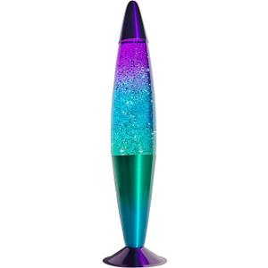 16 Inch Green Blue Purple Rainbow Glitter Lamp, 2 Bulbs, Night Light Rainbow Lamp, Relaxing Mood Lighting Night Light for Adults, Kids, Teens, Home Room Office Decor, Present (Silver Glitter Clear Liquid/Green,Blue,Purple)