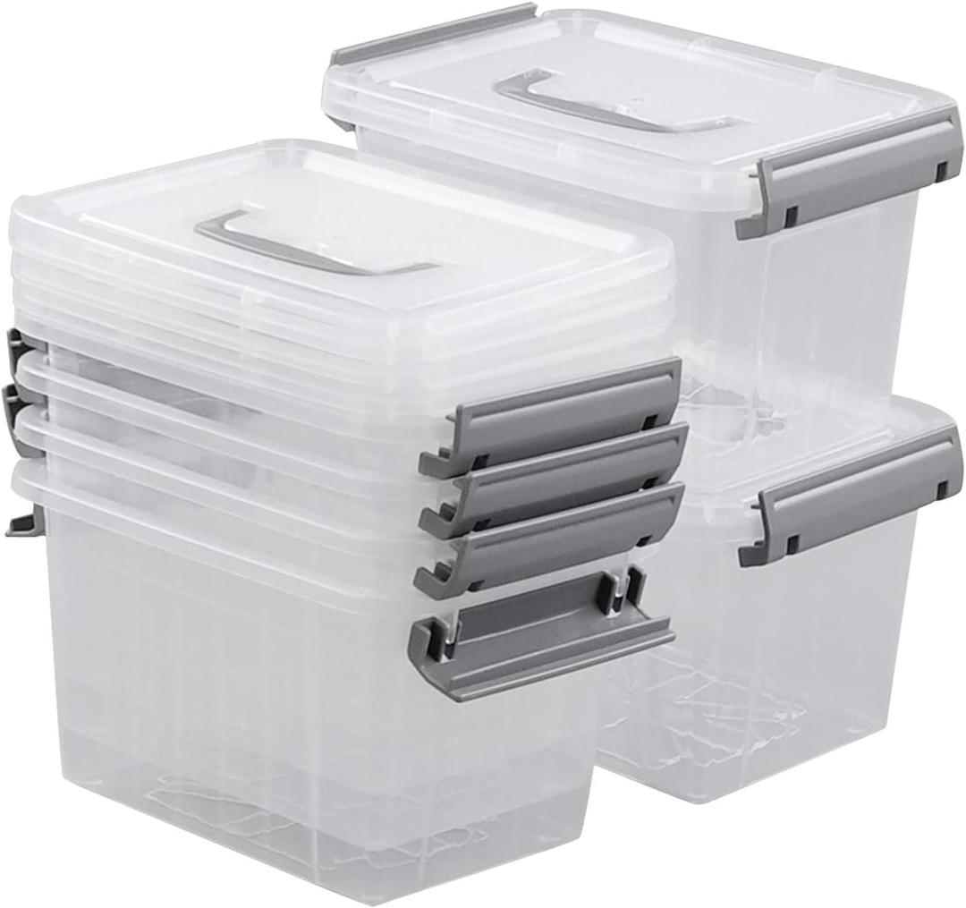 3 Quarts Plastic Storage Container Bin with Latching Lid, Clear Storage Latch Box/Bins, 6 Pack