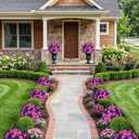 BLOSMON Fake Outdoor Mums Flowers with Stakes, Set of 2, Pink Purple