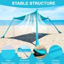 Beach Tent - 10 x 10 FT Beach Canopy, Outdoor Shade Canopy for Camping, Portable Tent Sun Shelter UPF50 with 4 Sandbags, Anti-Wind Ropes, Ground Pegs and Stability Poles, Light Blue