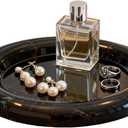 Natural Marble Round Vanity Tray Jewelry Makeup Dish Decorative Tray for Coffee Table,Bathroom,Bedroom (Portoro)