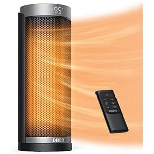 Dreo Space Heaters for Indoor Use, Electric Heater with Remote for Bedroom Large Room, 16 inch Upgraded 1500W Fast Heating with Thermostat, Overheating & Tip-Over Protection, 70°Oscillating, Portable