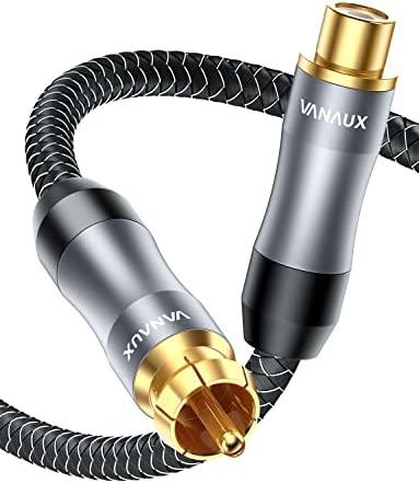 VANAUX Subwoofer Extension Cable, Male to Female Coaxial Cable, RCA Digital Audio Cord Gold-Plated with Braided Jacket for Home Theater, TV, Amplifier, Speaker(10ft/3m)