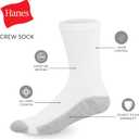 Hanes Men's Double Tough Socks, Crew and Ankle Moisturing Wicking Socks, Black & White, Multi-Packs (White, L)