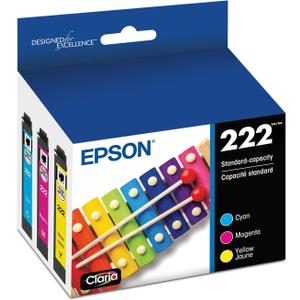 Epson 222 Claria Ink Standard Capacity Color Combo Pack (T222520-S) Works with Workforce WF-2960, Expression XP-5200