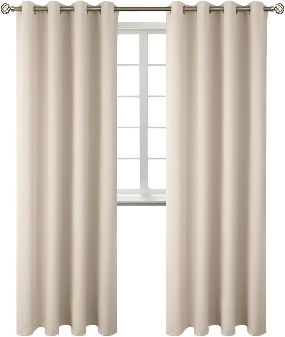 BGment Blackout Curtains - Grommet Thermal Insulated Room Darkening Bedroom and Living Room Curtains, Set of 2 Panels (55 x 96 Inch, Champagne)