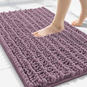 Smiry Bathroom Rugs Mat 30x20, Extra Soft Absorbent Chenille Bath Rugs, Non Slip Rubber Backing Machine Washable Quick Dry Bath Mats for Bathroom Floor, Tub, Shower, Home Decor Accessories, Deep Plum