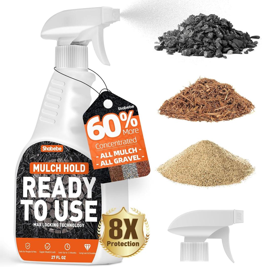 Mulch Hold with Sprayer -Ready to Use Binder for Landscaping, Fast-Dry No Dilution Landscape Glue Spray for Rocks, Binder, Mulch Bond and Pea Gravel Stabilizer 27OZ