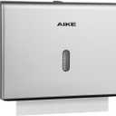 AIKE 200 Sheets Wall Mount Paper Towel Dispenser with Clear Window.Fit Multifold Paper Size 10"x3.1" or Smaller,Silver Finish