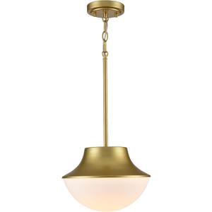 Mid Century Modern Pendant Light Fixture 11.02" Brushed Gold Yellow Pendant Light Kitchen Island with Milk Glass White Bowl Shade Over Sink Bathroom Dining Room Foyer