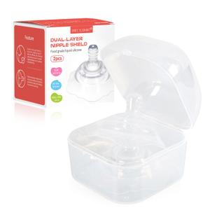 Nipple Shields for Nursing Newborn,Double Layer Breast Shield,for Latch Difficulties or Flat or Inverted Nipples2 PackUpgraded Version (White)