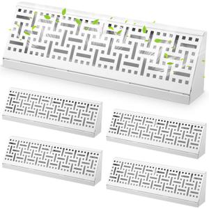 Landhoow 4 Pcs 15 Inch Baseboard Register Vent Covers, White Heavy Duty Steel Air Diffuser with Adjustable Lever for Floor/Wall Duct Openings - Easy Install HVAC Supply Diffuser