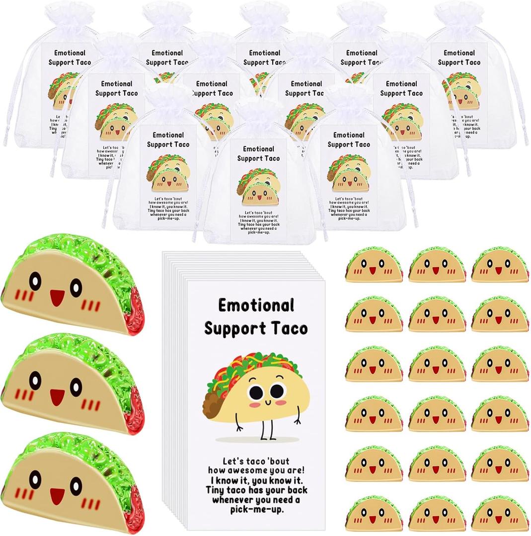 Huwena 50 Employee Appreciation Gifts Positive Resin Bulk Emotional Funny Cinco de Mayo Support Gifts for Team Staff Nurse Teacher Rewards (Taco)
