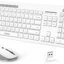 seenda Wireless Keyboard and Mouse Combo, 2.4GHz Cordless Quiet Keyboard Mouse with USB Receiver, Full Size Cute White Combo, Compatible for Windows Laptop Computer Desktop PC, White