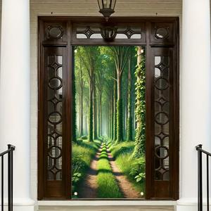 Forest Path Garden Flag Green Tree Woodland Scenery 71x35 inch Double Sided OutdoorYard Banner for Nature Landscape Spring Summer Decor