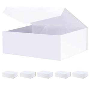 BLK&WH 6 Gift Boxes 11.5x8.1x3.8 Inches, Large White Magnetic Bridesmaid Proposal Boxes with Lids (Matte White)