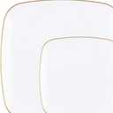 Organic Square White Gold Rim Plates, 8.5 Inch, Case of 120 (12 packs x 10)