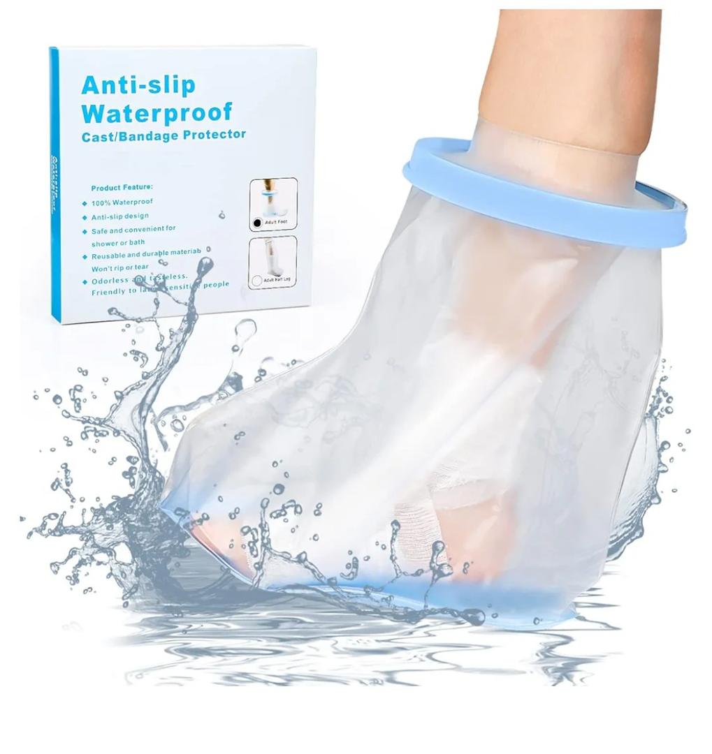 Sumifun Waterproof Foot Cast Covers for Shower Adult with Non-slip Padding Bottom, Watertight Ankle Cast Protector Keep Wounds Dry