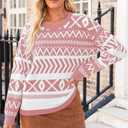 Dokotoo Women's Long Sleeve Crewneck Sweater 2025 Pullover Knit Tops Cozy Sweaters for Women Fall Clothes (Pink, M)