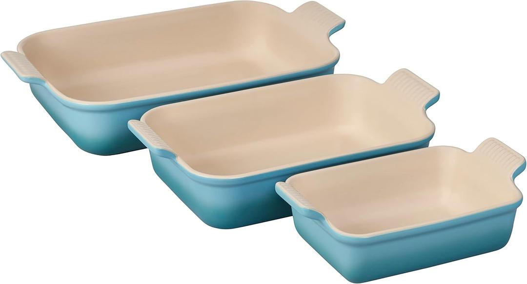 Le Creuset Stoneware Heritage Set 3 Rectangular Dishes, Caribbean