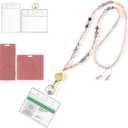 Lanyard for ID Badges Holder, Teacher Lanyard Cruise Ship Lanyards, Retractable Badge Reel Keys Eyeglass Chains for Women,Orange Pink
