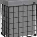 SONGMICS Laundry Hamper, 23.8 Gal. (90L) Laundry Basket, Collapsible Clothes Hamper, Removable and Washable Liner, Metal Wire Frame, for Bedroom Bathroom, Black and Gray ULCB190G01