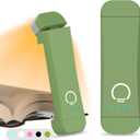 Book Reading Light,Silent Touch Book Lamp for Reading in Bed,Rechargeable Clip on Booklight with 3 Amber Colors & 7 LEDs Precise Dimming for Eye Caring Night Reading,Book Lovers,Kids,Green