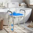 Onepeak Shower Chair for Inside Shower, Bath Seat with Arms and Back, Gel Cushion, 400 LBS Weight Capacity, 6 Height Adjustable for Elderly, Disabled, Pregnant, White