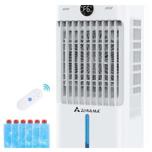 Swamp Cooler, 3-IN-1 Evaporative Air Cooler with Display & Remote, Windowless Portable Air Conditioners with Ice Cooling, 12H Timer, 6 Speeds, 60° Oscillation, Air Cooler Fan for Home Office