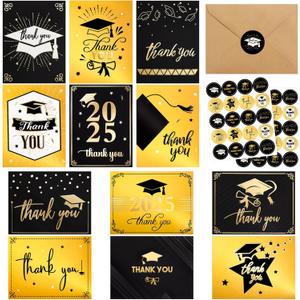 Fancy Land 2025 Gold Foil Graduation Thank You Cards with Envelopes 24 Pack Graduation Thank You Notes Congrats Grads Teachers Friends Family Appreciation (Red)