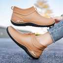 Women's Rubber Flat Low Top Rain Boot Fashion Round Wide Toe Waterproof Lug Sole Anti-Slip Slip on Deck Garden Shoes for Boating Camping Farming Outdoor Work, size 40