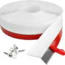 Garage Door Seal Top and Sides, 34FT TPE Garage Door Seal with Adhesive-Backed, Weatherproofing Garage Door Seals with Nails and Lids in White