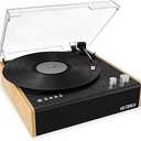 Victrola Eastwood – Bluetooth Record Player – 3-Speed Turntable, Premium MM Cartridge, Vinyl Stream for Wireless Streaming, Removable Dust Cover, Built-in Speakers (Bamboo)