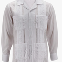 Men's Guayabera Long Sleeve Button Up Cuban Beach Casual Embroidered Dress Shirt, Large