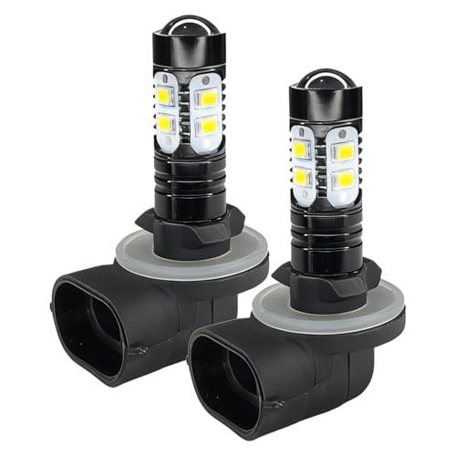 Eponcia 881 LED Fog Light Bulb, LED Headlight Bulbs Replacement OEM# 881 886 889 862 894 896 898, 50W 6000K Low Beam Extremely Bright Xenon DRL/Fog Light Universal for Car Truck SUV (2PCS, White)