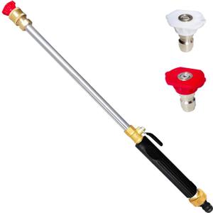 Hydro Jet High Pressure Power Washer Wand, 44cm Portable Cleaning Tool with Connection Adapter and Nozzle for Garden, Window, Car Cleaning